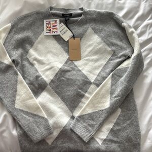 Grey and White Argyle Sweater